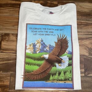 Vintage 1994 HUMAN-I-TEES Celebrate Earth and Sky Eagle Nature T Shirt 90s XXL